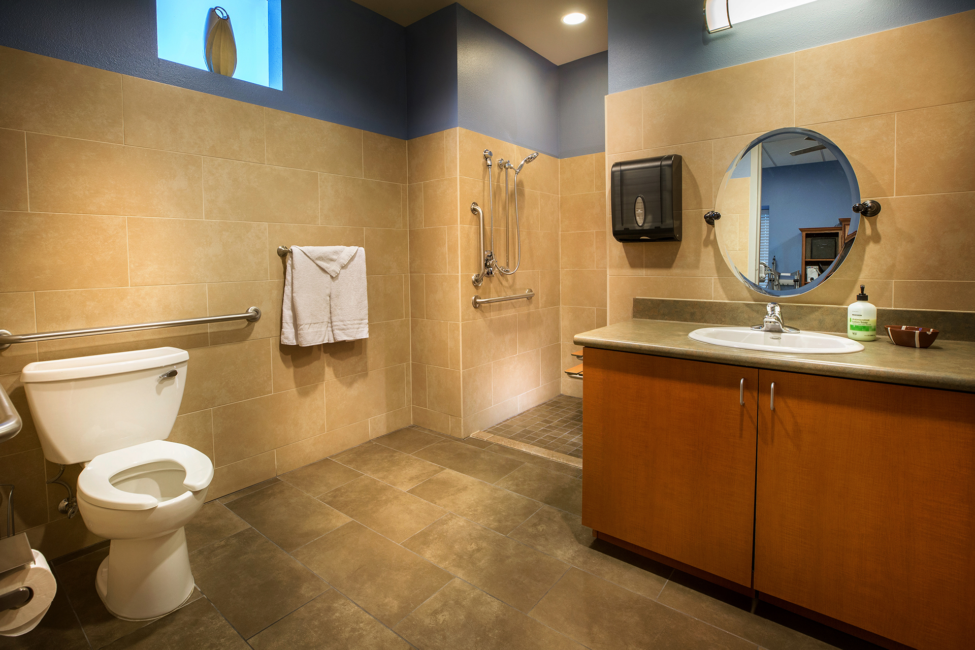 Another view of the bathroom with shower inside Crovetti Orthopaedics in Las Vegas, NV